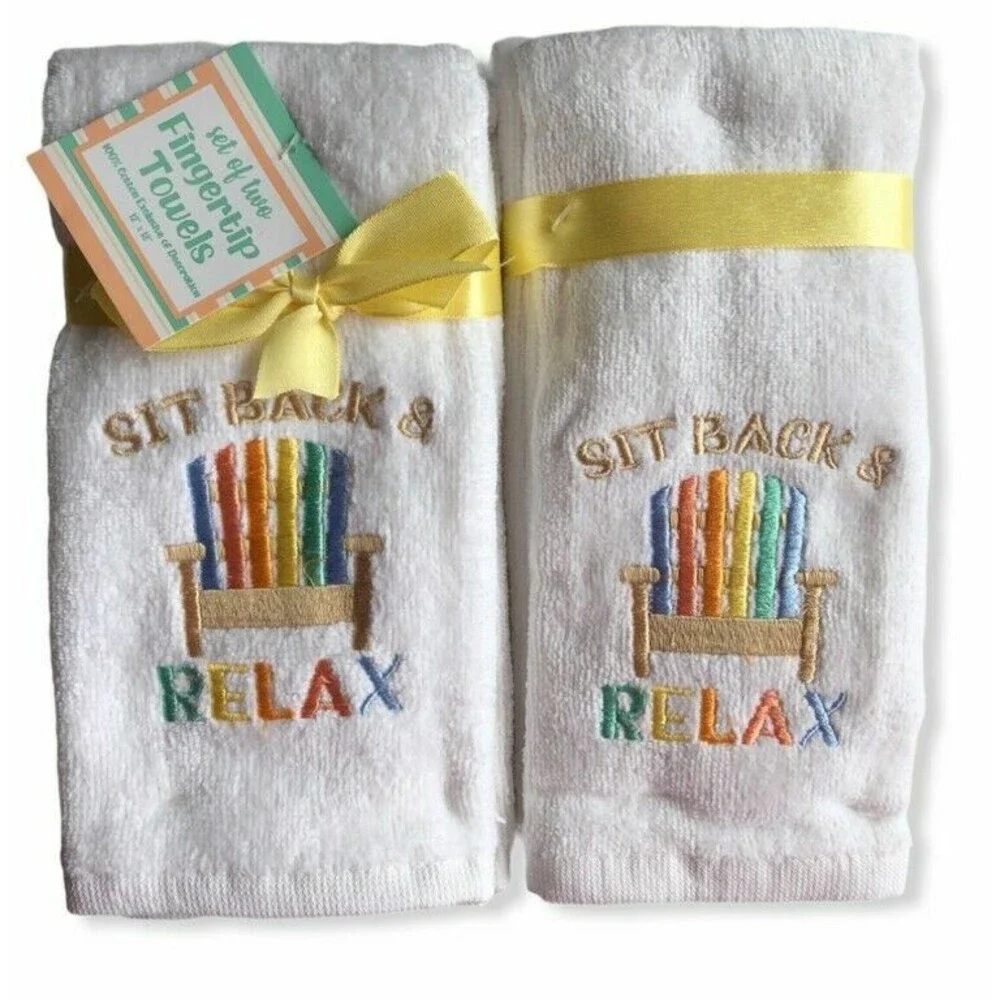 Beach Chair Rainbow Fingertip Towels Embroidered Pride Beach Summer Set of 2